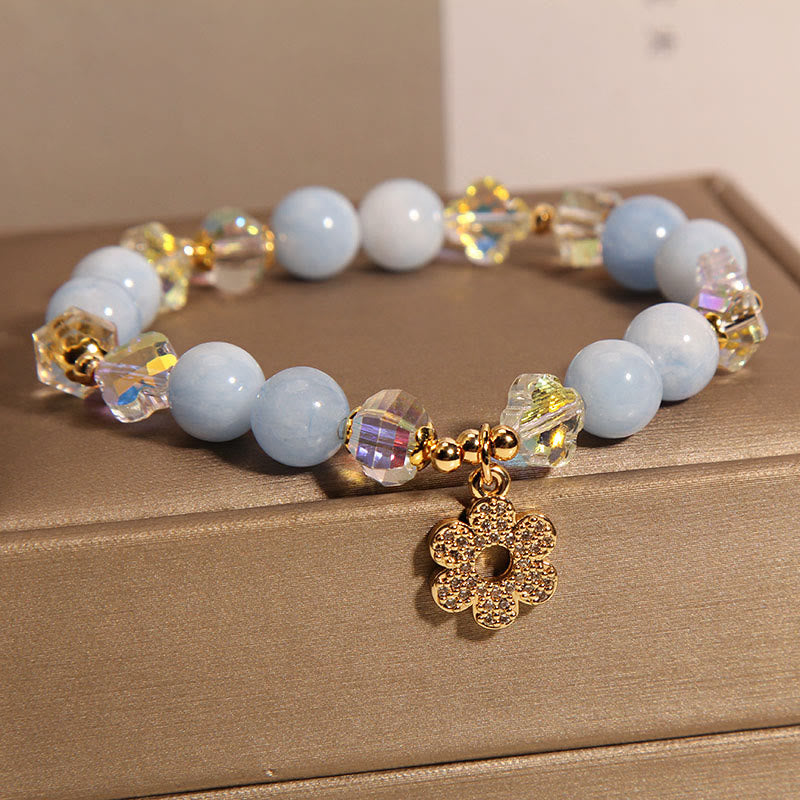 Buddha Stones Natural Aquamarine Flower Healing Crystal Bracelet - image 2
