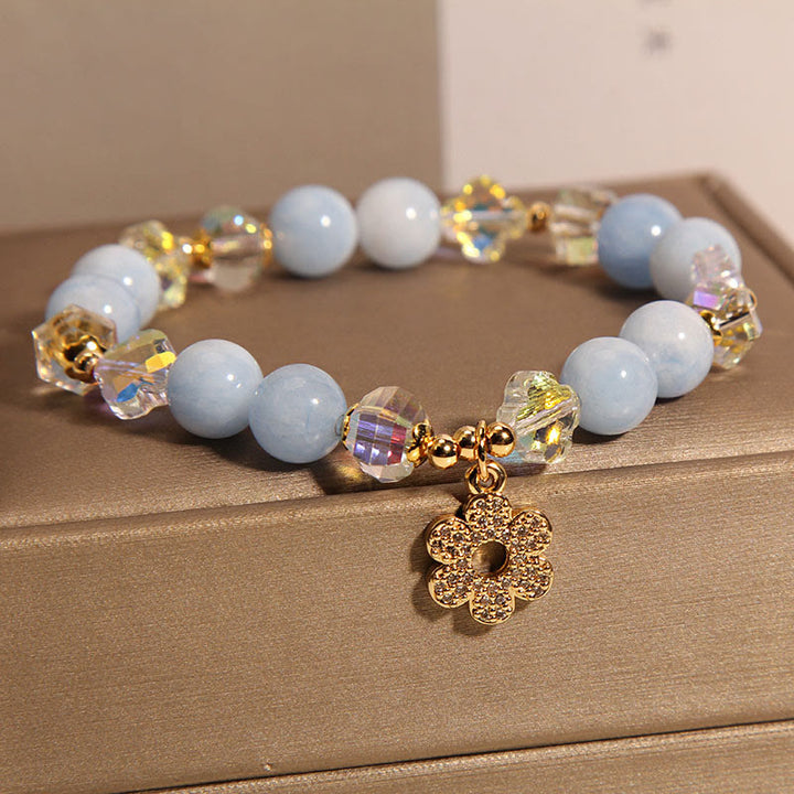 Buddha Stones Natural Aquamarine Flower Healing Crystal Bracelet - image 2