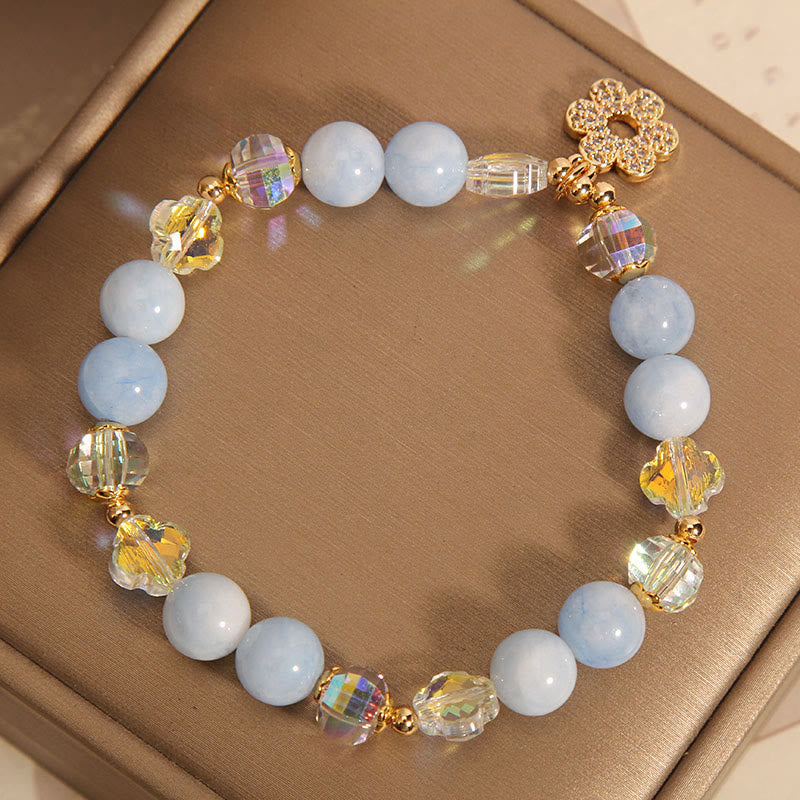 Buddha Stones Natural Aquamarine Flower Healing Crystal Bracelet - image 4