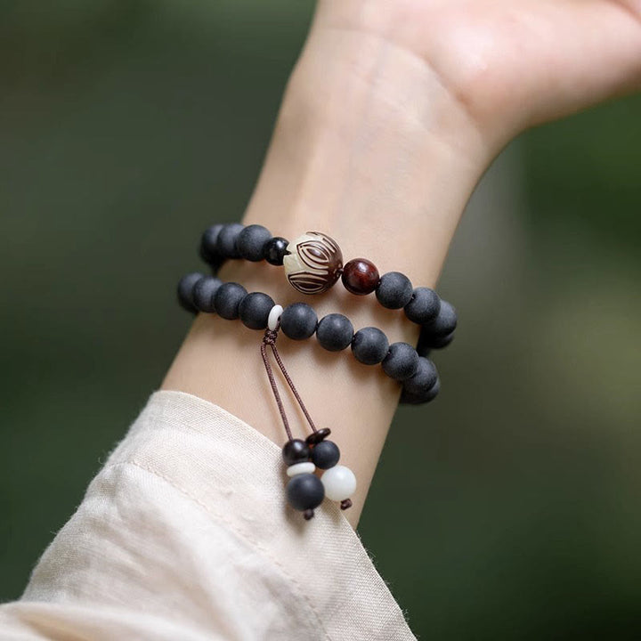 Buddha Stones Tibetan Double Layer Cypress Bodhi Lotus Healing Bracelet - image 7