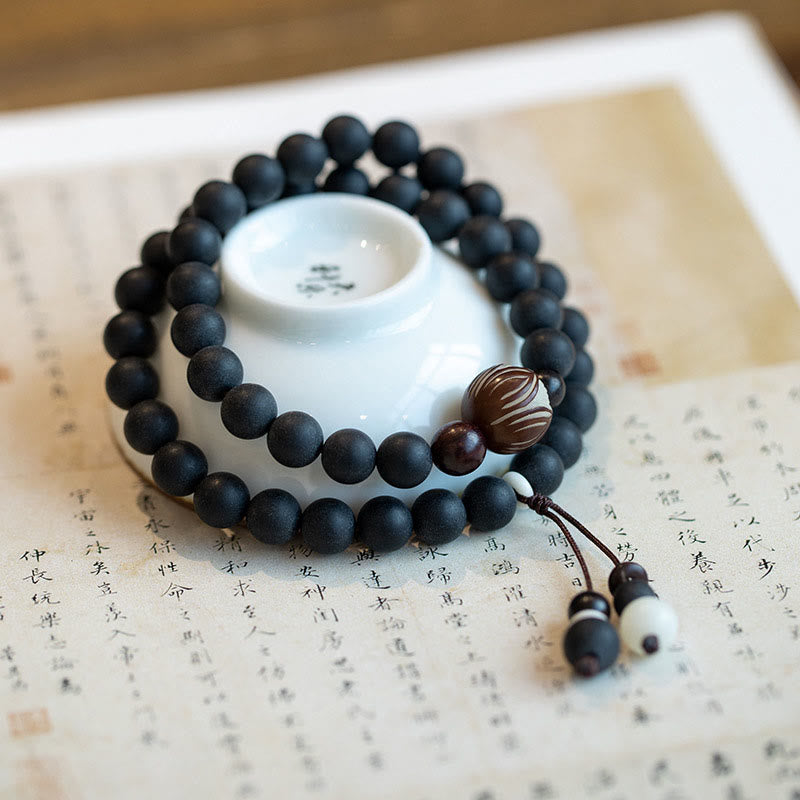 Buddha Stones Tibetan Double Layer Cypress Bodhi Lotus Healing Bracelet - Cypress(Wrist Circumference 14-15cm) - image 0