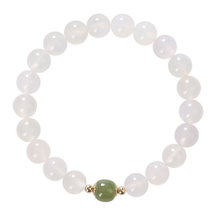 Buddha Stones Natural White Agate Jade Luck Bracelet - image 3
