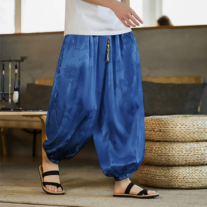 Buddha Stones Dragon Pattern Loose Men's Harem Pants With Pockets - Blue - US/UK/AU46，EU56 (5XL) - image 21