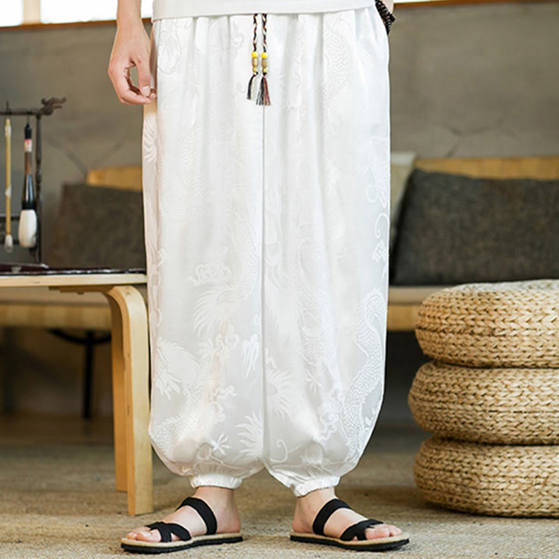 Buddha Stones Dragon Pattern Loose Men's Harem Pants With Pockets - image 13