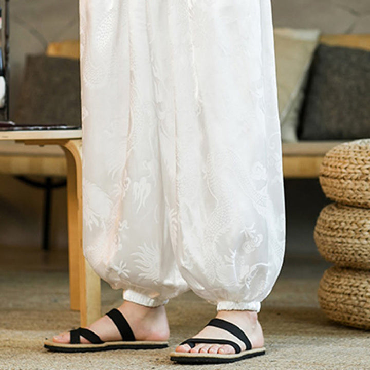 Buddha Stones Dragon Pattern Loose Men's Harem Pants With Pockets - image 13