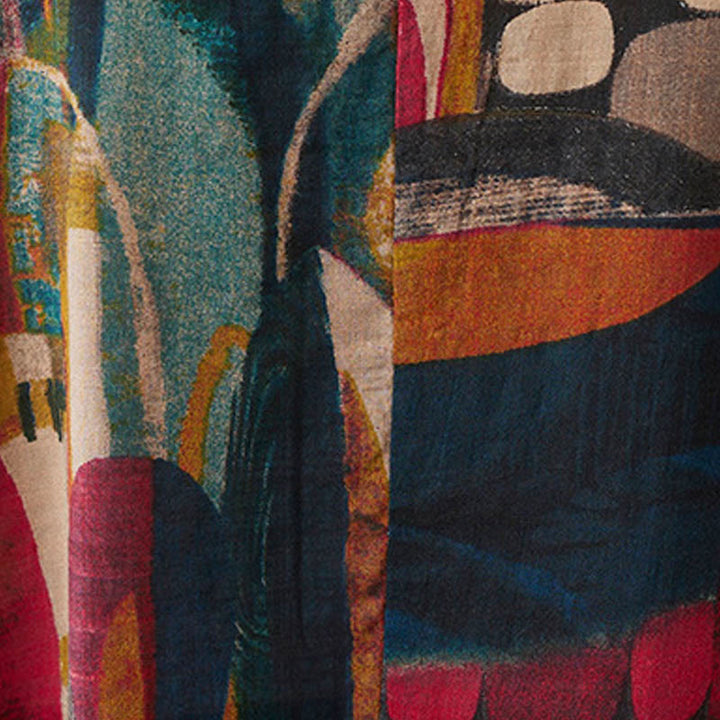 Buddha Stones Colorful Graphics Midi Dress Cotton Half Sleeve Tunic Dress With Pockets - image 11