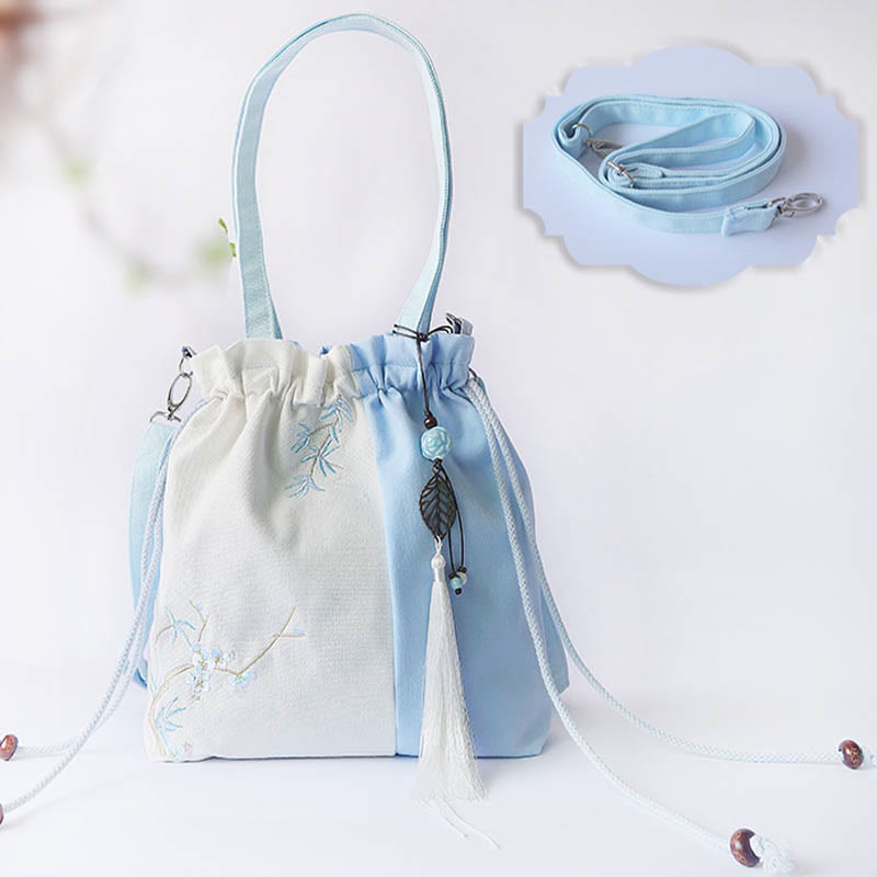 Buddha Stones Embroidered Grass Flowers Cherry Blossom Canvas Tote Crossbody Bag Shoulder Bag Handbag - image 13