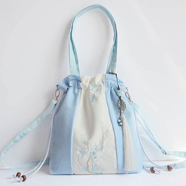 Buddha Stones Embroidered Grass Flowers Cherry Blossom Canvas Tote Crossbody Bag Shoulder Bag Handbag - image 17