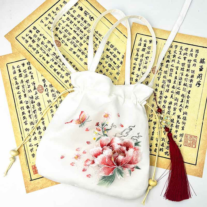 Buddha Stones Suzhou Embroidery Lotus Deer Epiphyllum Peony Rabbit Cotton Linen Tote Crossbody Bag Shoulder Bag Handbag - image 16