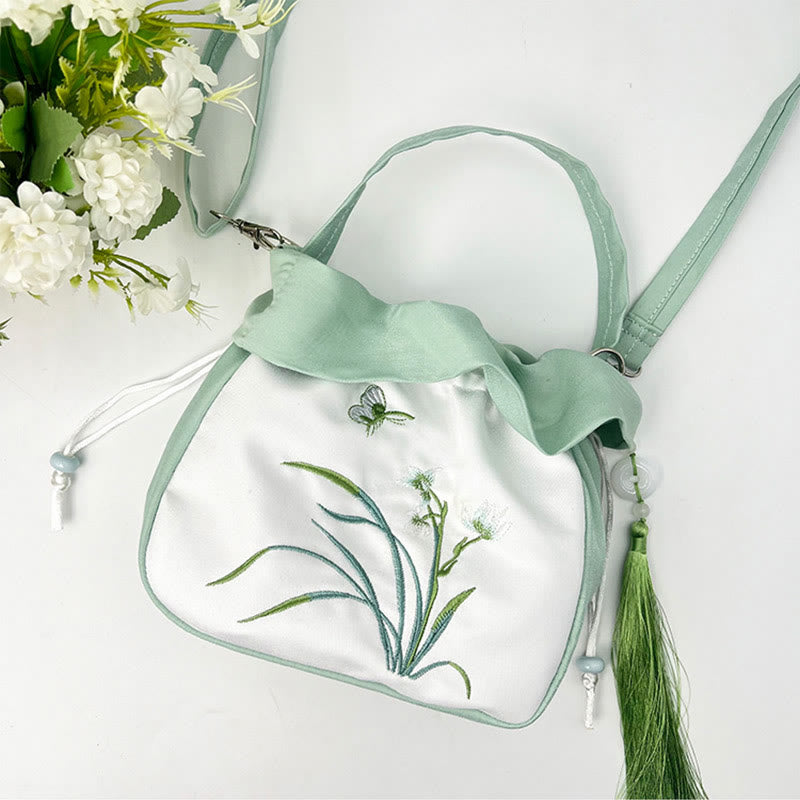 Buddha Stones Suzhou Embroidery Camellia Magnolia Peony Lotus Silk Tote Crossbody Bag Shoulder Bag Handbag - image 17