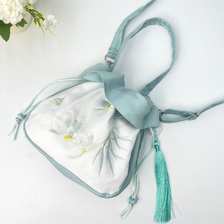 Buddha Stones Suzhou Embroidery Camellia Magnolia Peony Lotus Silk Tote Crossbody Bag Shoulder Bag Handbag - image 10