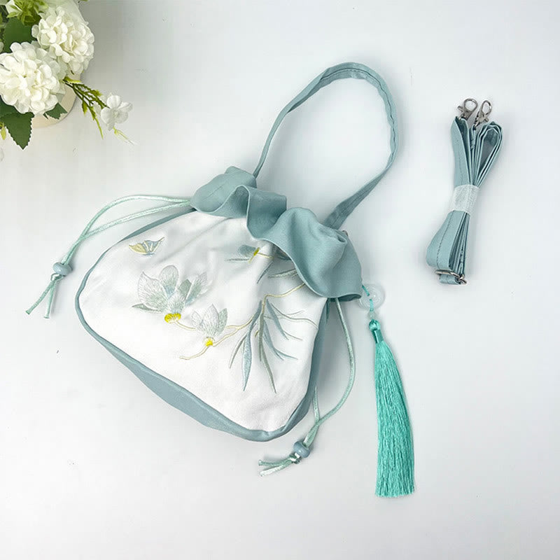 Buddha Stones Suzhou Embroidery Camellia Magnolia Peony Lotus Silk Tote Crossbody Bag Shoulder Bag Handbag - image 11