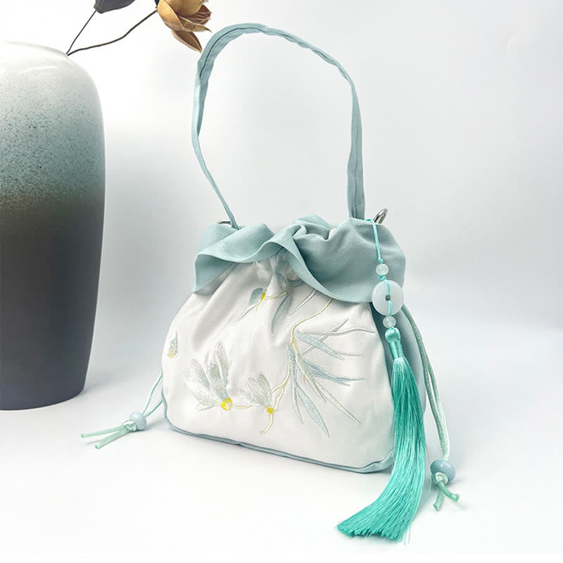 Buddha Stones Suzhou Embroidery Camellia Magnolia Peony Lotus Silk Tote Crossbody Bag Shoulder Bag Handbag - image 9