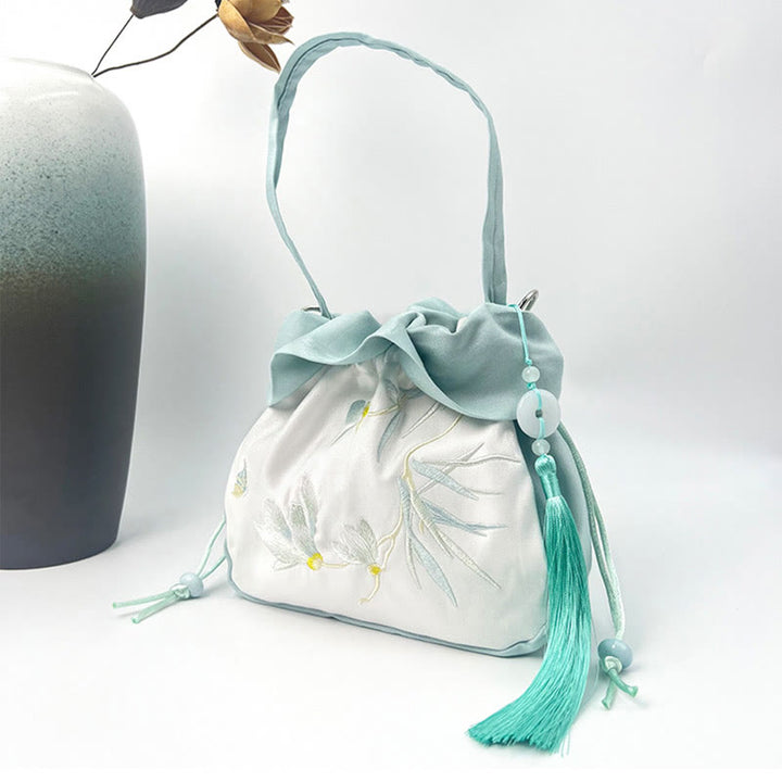 Buddha Stones Suzhou Embroidery Camellia Magnolia Peony Lotus Silk Tote Crossbody Bag Shoulder Bag Handbag - image 9