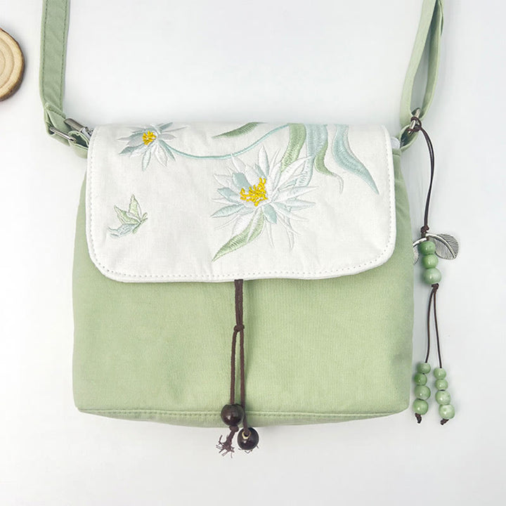 Buddha Stones Embroidered Camellia Epiphyllum Gardenia Sakura Flowers Crossbody Bag Shoulder Bag Cellphone Bag - image 8