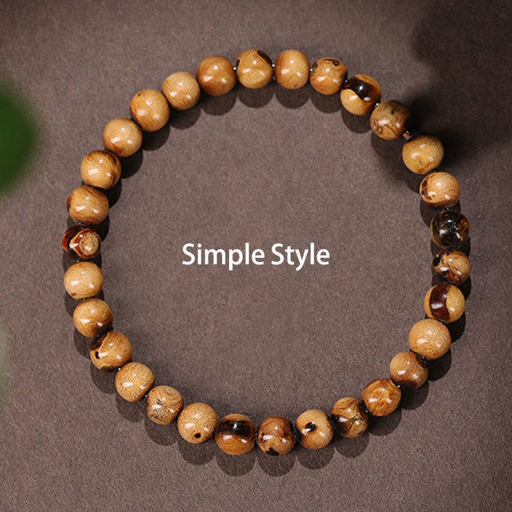 Buddha Stones 925 Sterling Silver Natural Golden Sea Willow Zakiram Goddess of Wealth Lucky fortune Fu Character Success Bracelet - Simple Version - 10mm(Wrist Circumference 14-16cm) - image 8