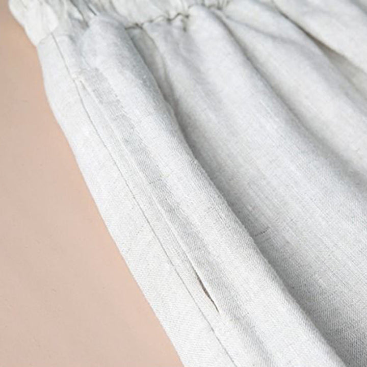 Buddha Stones Women Casual Loose Cotton Linen Embroidery Wide Leg Pants With Pockets - image 4