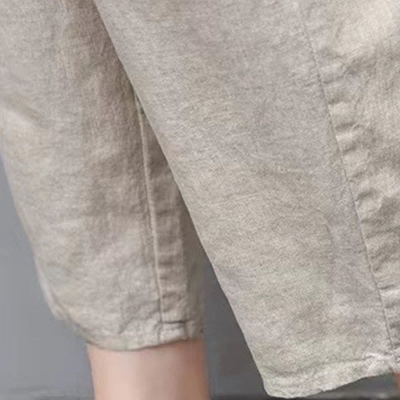 Buddha Stones Vintage Embroidery Elastic Waist Capri Harem Pants With Pockets - image 20