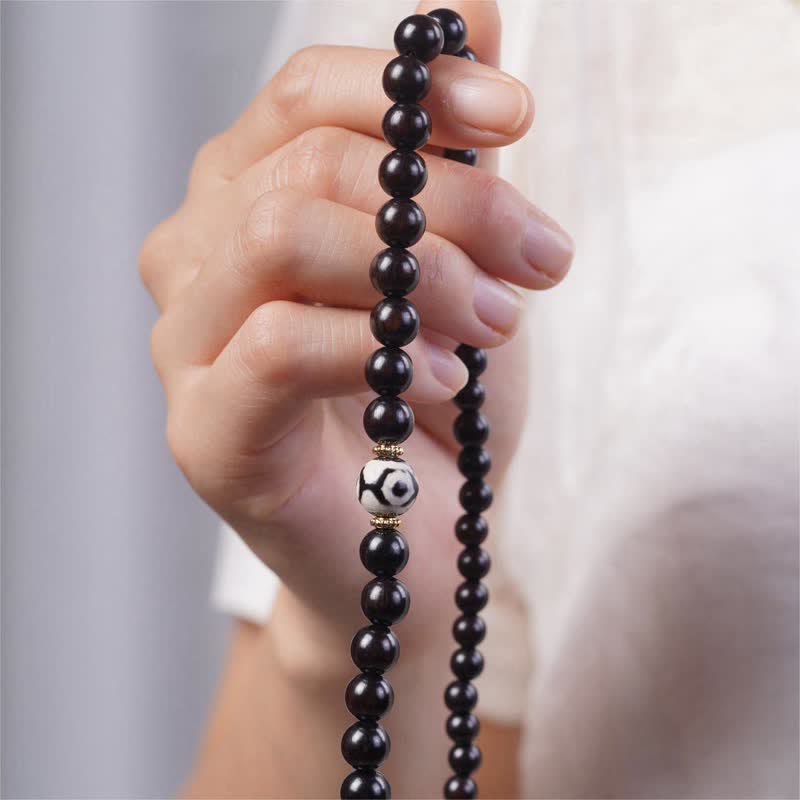 Buddha Stones Tibet Ebony Wood Dzi Bead Balance Double Wrap Bracelet - image 3
