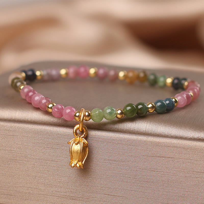 Buddha Stones Colorful Tourmaline Flowers Positive Bracelet - image 5