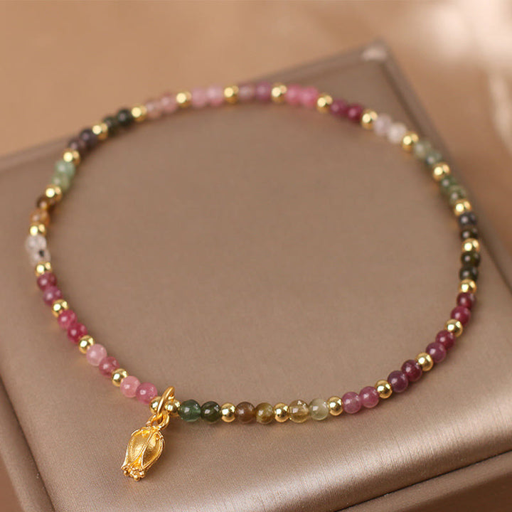 Buddha Stones Colorful Tourmaline Flowers Positive Bracelet - image 8