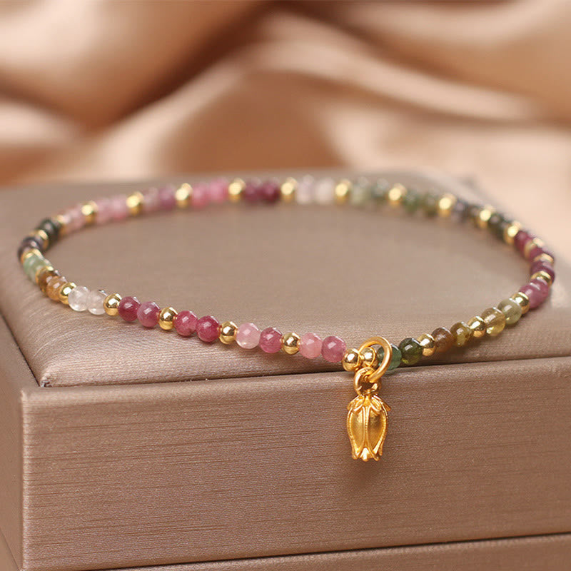 Buddha Stones Colorful Tourmaline Flowers Positive Bracelet - image 4