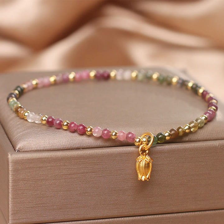 Buddha Stones Colorful Tourmaline Flowers Positive Bracelet - image 4