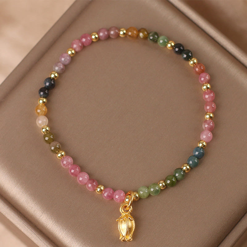 Buddha Stones Colorful Tourmaline Flowers Positive Bracelet - image 6