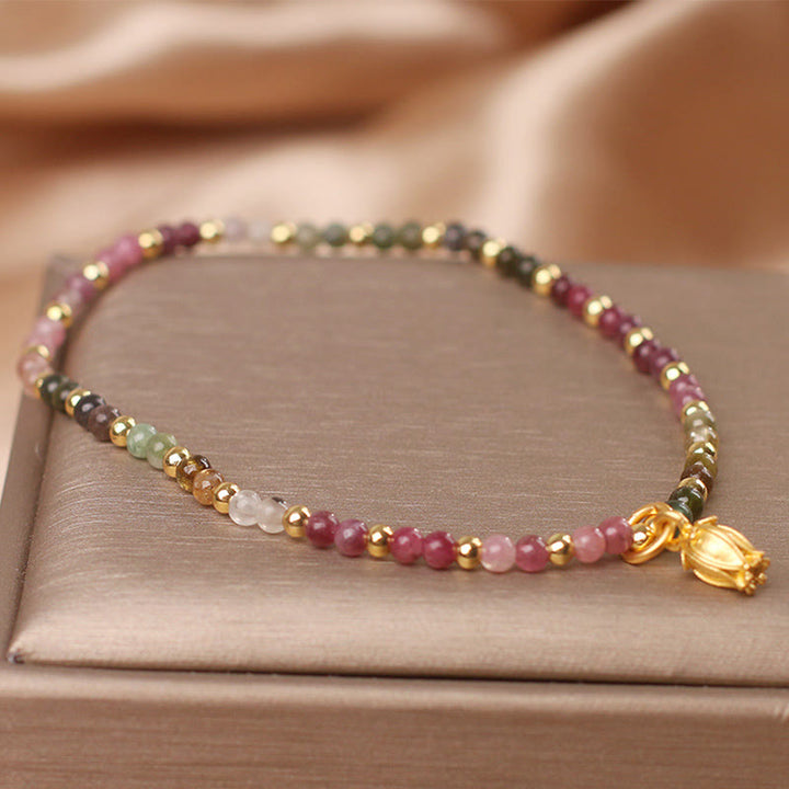 Buddha Stones Colorful Tourmaline Flowers Positive Bracelet - image 9