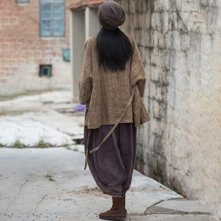 Buddha Stones Tie Dye Lace-up Design Coat Zen Meditation Open Front Top Jacket - image 9