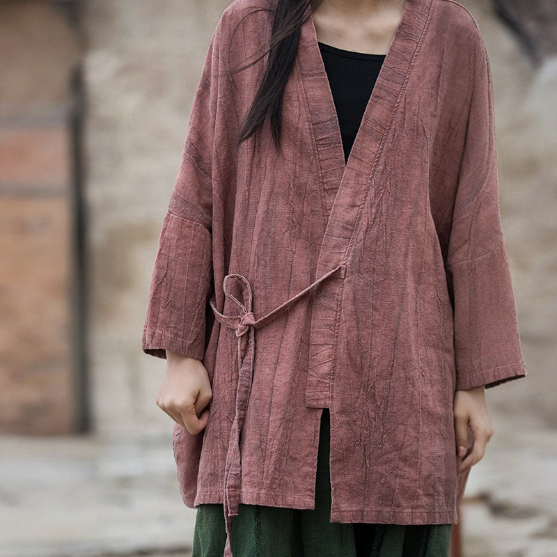 Buddha Stones Tie Dye Lace-up Design Coat Zen Meditation Open Front Top Jacket - image 13