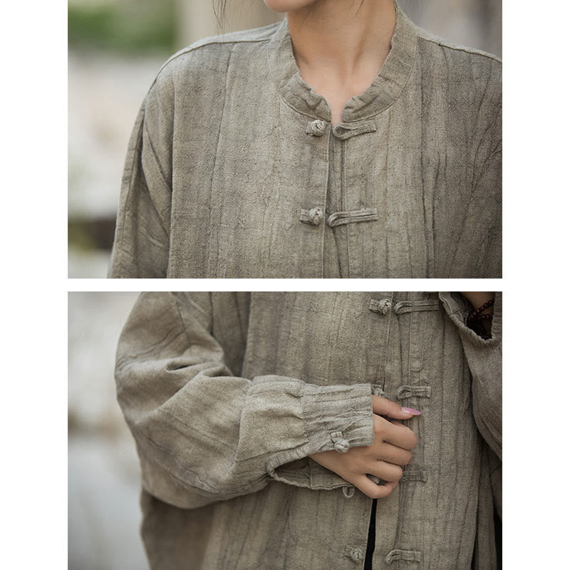 Buddha Stones Tie Dye Frog-Button Long Sleeve Zen Meditation Open Front Jacket - image 11