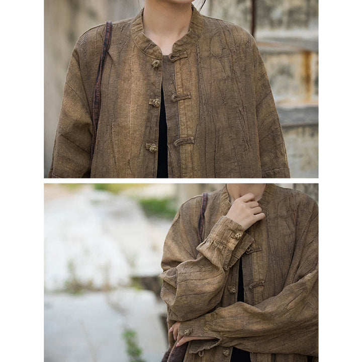 Buddha Stones Tie Dye Frog-Button Long Sleeve Zen Meditation Open Front Jacket - image 4