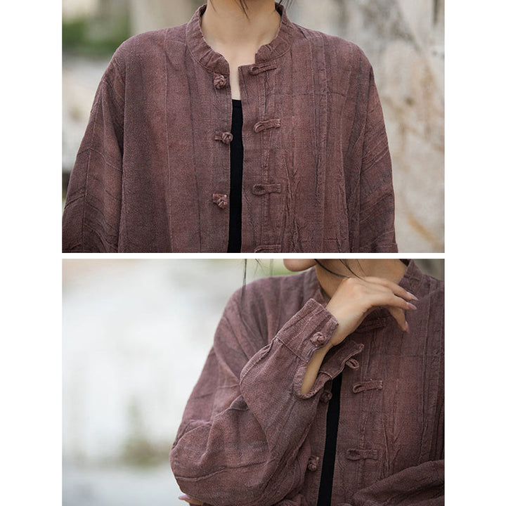 Buddha Stones Tie Dye Frog-Button Long Sleeve Zen Meditation Open Front Jacket - image 32