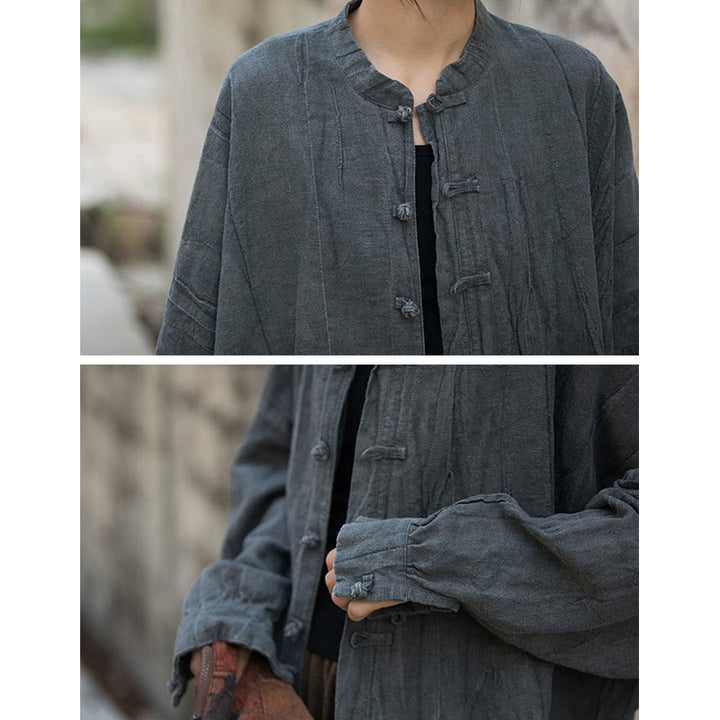 Buddha Stones Tie Dye Frog-Button Long Sleeve Zen Meditation Open Front Jacket - image 36