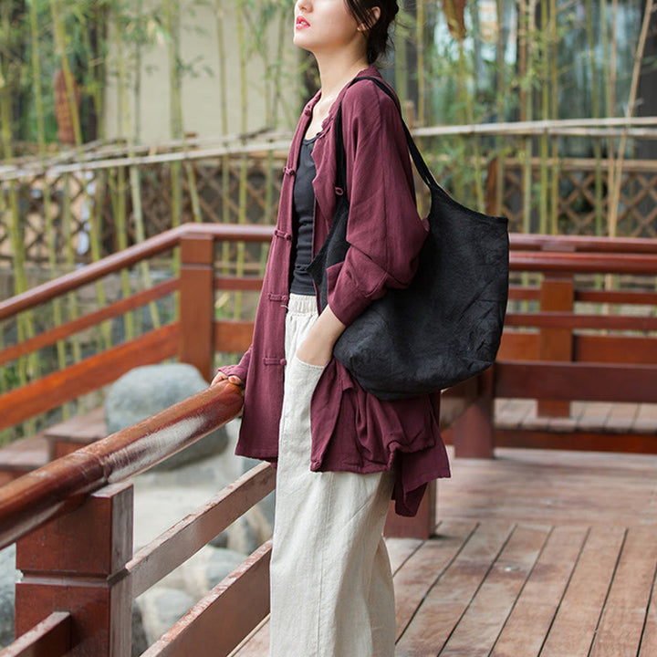 Buddha Stones Frog-Button Long Sleeve Zen Meditation Open Front Jacket With Pockets - image 11