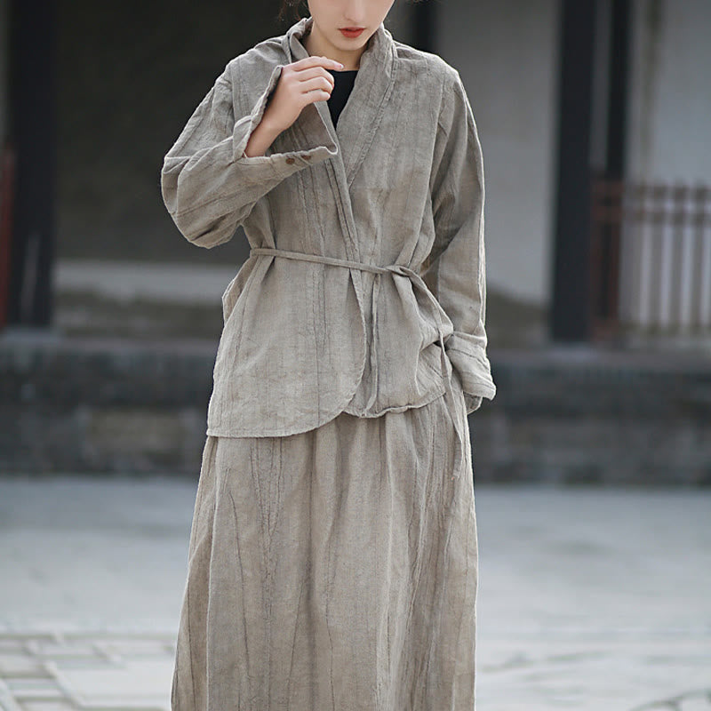 Buddha Stones Solid Color Tie Dye Long Sleeve Zen Meditation Open Front Jacket - image 17