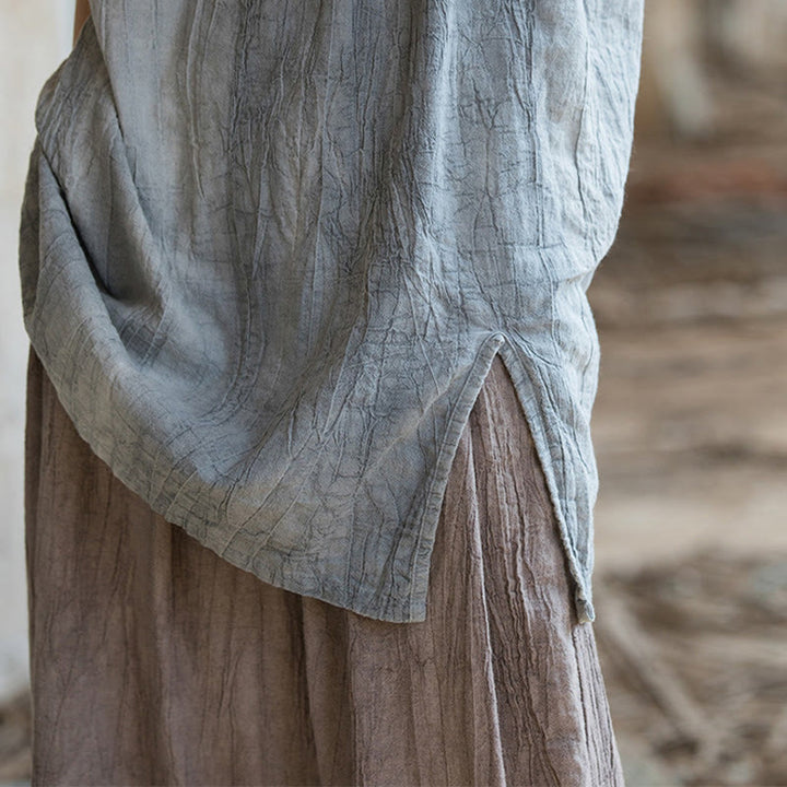 Buddha Stones Handmade Tie Dye Ramie Linen Frog-Button Sleeveless Vest - image 4