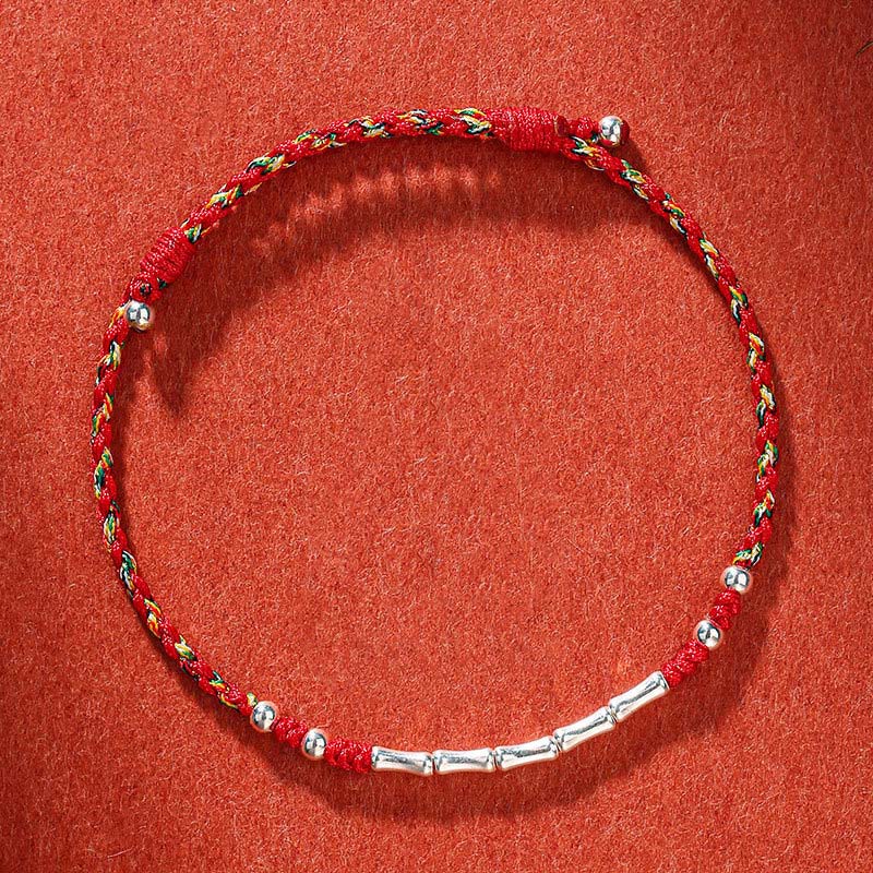 Buddha Stones Tibet Handmade Multicolored Bamboo Protection Braided String Bracelet - Colorful Red(Wrist Circumference 14-21cm) - image 6