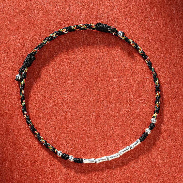 Buddha Stones Tibet Handmade Multicolored Bamboo Protection Braided String Bracelet - Colorful Black(Wrist Circumference 14-21cm) - image 10