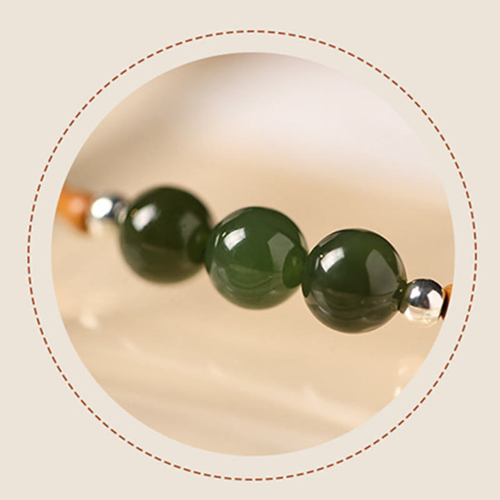Buddha Stones Natural Olive Pit Bamboo Pattern Hetian Jade Beads Luck Bracelet - image 14