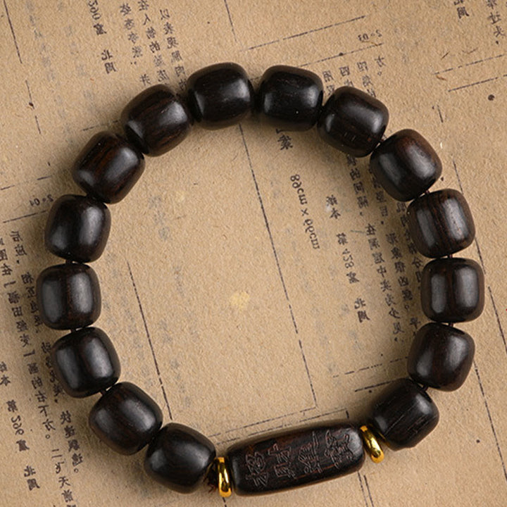 Buddha Stones Tibetan Ebony Wood Barrel Beads Lucky And Treasure Balance Bracelet - image 13