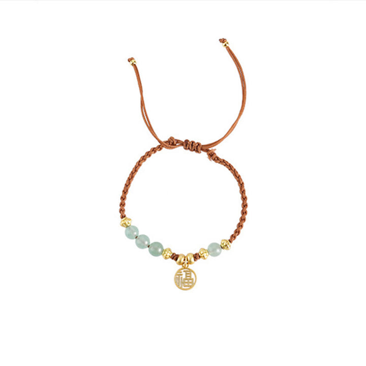 Buddha Stones Jade Beads Fu Character Blessing Rope Bracelet - image 9