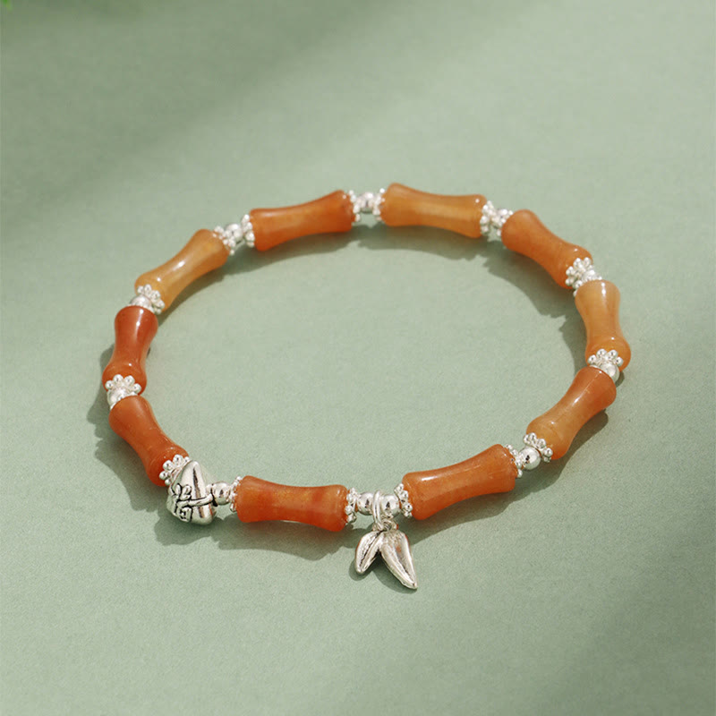 Buddha Stones Peridot White Jade Strawberry Quartz Green Aventurine Bamboo Fu Character Luck Bracelet - Yellow Aventurine(Wrist Circumference 14-16cm) - image 14
