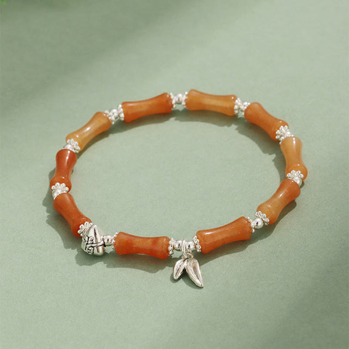 Buddha Stones Peridot White Jade Strawberry Quartz Green Aventurine Bamboo Fu Character Luck Bracelet - Yellow Aventurine(Wrist Circumference 14-16cm) - image 14