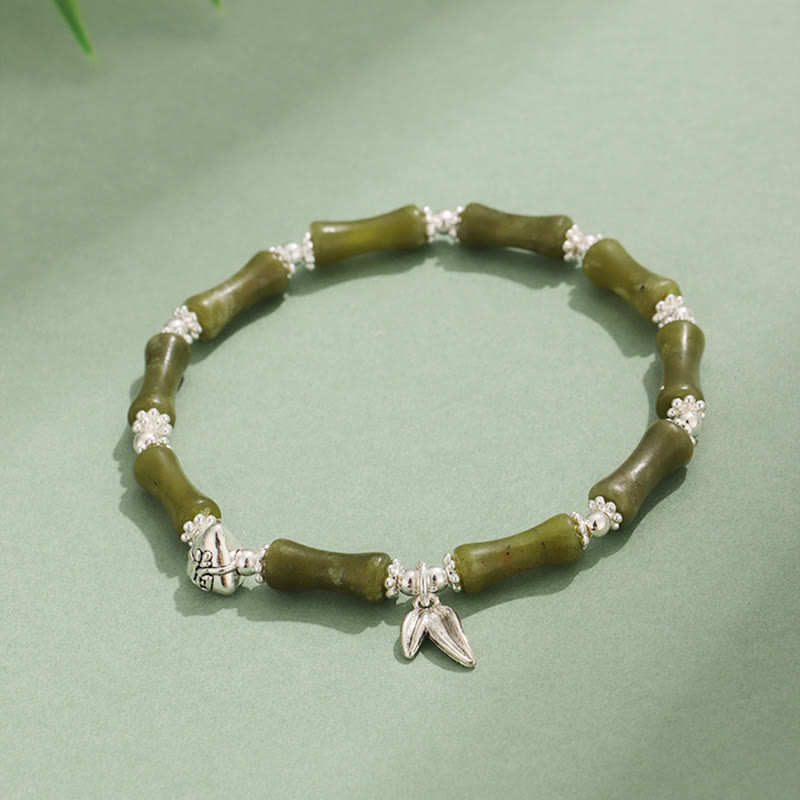 Buddha Stones Peridot White Jade Strawberry Quartz Green Aventurine Bamboo Fu Character Luck Bracelet - image 2