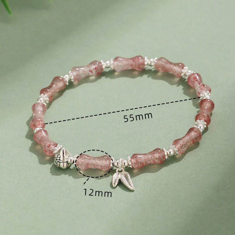 Buddha Stones Peridot White Jade Strawberry Quartz Green Aventurine Bamboo Fu Character Luck Bracelet - image 12