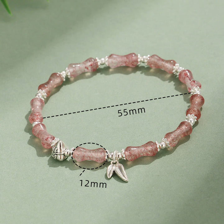 Buddha Stones Peridot White Jade Strawberry Quartz Green Aventurine Bamboo Fu Character Luck Bracelet - image 12