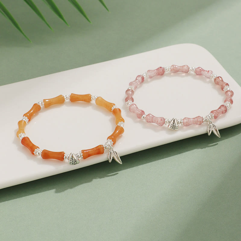 Buddha Stones Peridot White Jade Strawberry Quartz Green Aventurine Bamboo Fu Character Luck Bracelet - image 1