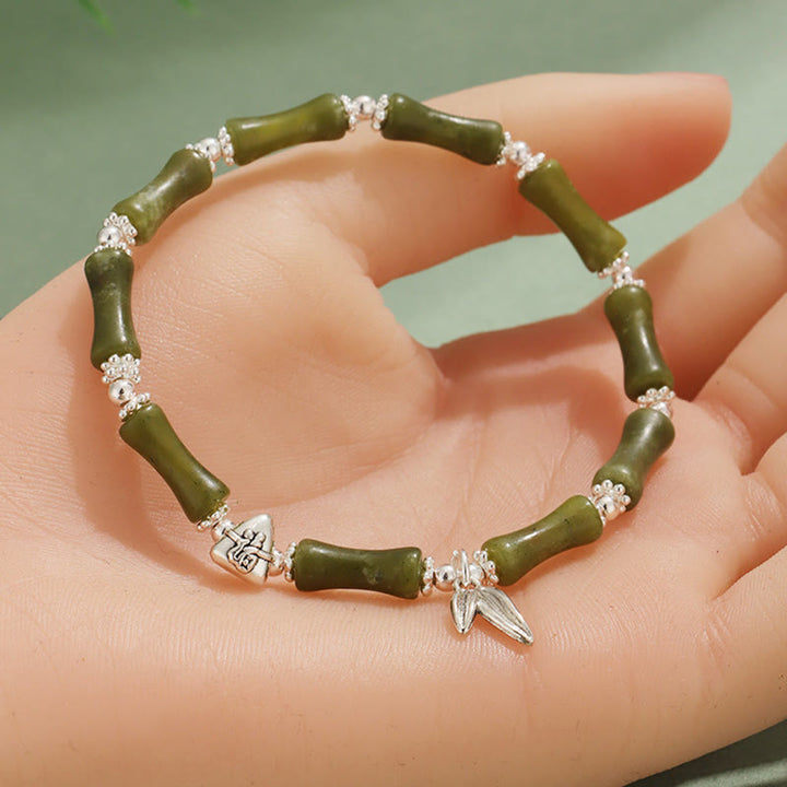 Buddha Stones Peridot White Jade Strawberry Quartz Green Aventurine Bamboo Fu Character Luck Bracelet - image 3